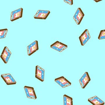 Digital textbook education platform isometric icon seamless pattern Stock Illustration