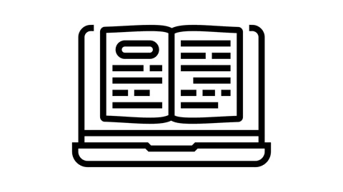 Digital textbook education platform line icon animation Stock Footage 326124778