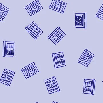 Digital textbook education platform line seamless pattern Stock Illustration
