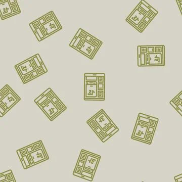 Digital textbook education platform line vector seamless pattern Illustrazione stock