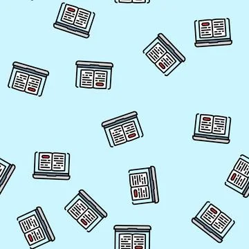 Digital textbook education platform vector seamless pattern Stockillustratie