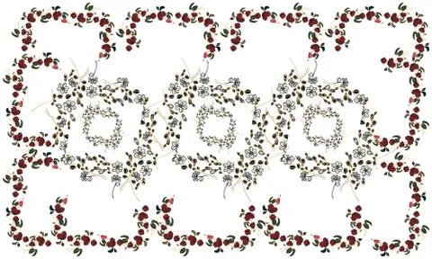 Digital textile design of abstract and leaves Stock Illustration