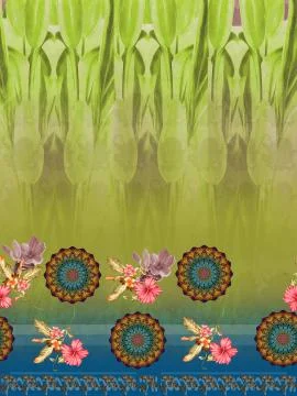 DIGITAL TEXTILE DESIGN AND DESIGN PATTERN Stock Illustration