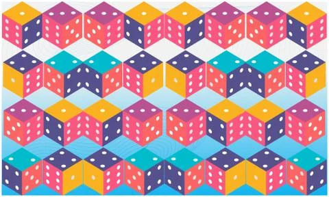 Digital textile design of dice art on abstract background Stock Illustration