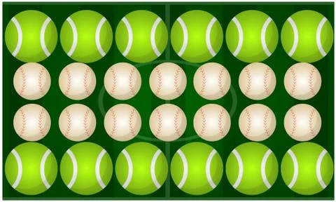 Digital textile design of different balls on abstract background Stock Illustration