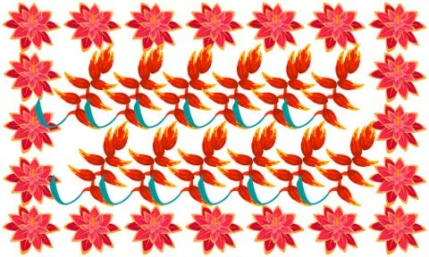 Digital textile design of different flowers Illustrazione stock