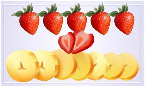 Digital textile design of different fruits on abstract background Illustrazione stock
