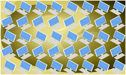 Digital textile design of electronic devices on abstract background Illustrazione stock