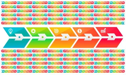 Digital textile design of rainbow arrows on abstract backgrounds Stock Illustration