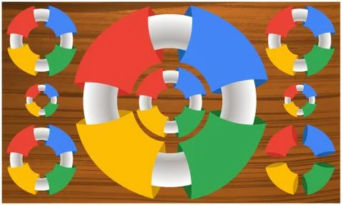 Digital textile design of rainbow circles on wooden surface Stock Illustration