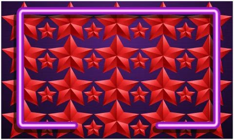 Digital textile design of red star with border Stock Illustration