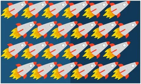Digital textile design of space ship on abstract background Illustrazione stock