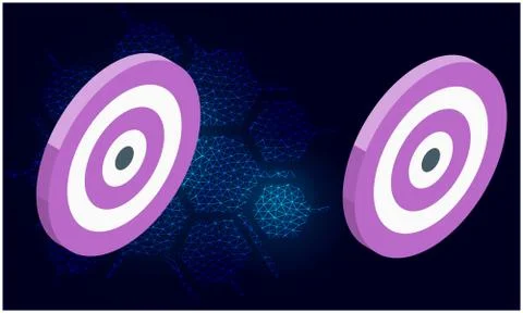 Digital textile design of targets on hexagon background Stock Illustration