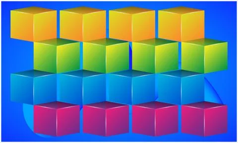 Digital textile design of various cubes on abstract background Stock Illustration