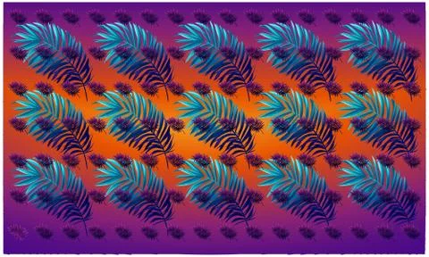 Digital textile design of various leaves Stock Illustration