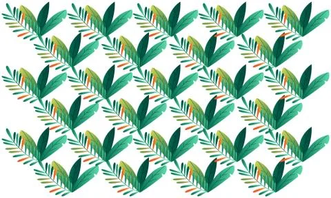 Digital textile design of various leaves Illustrazione stock