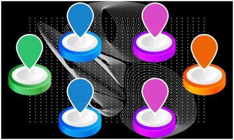 Digital textile design of various marked location on abstract background Stock Illustration