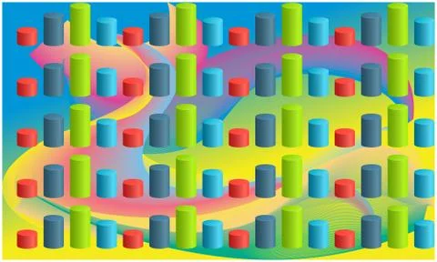 Digital textile design of various objects on abstract background Illustrazione stock