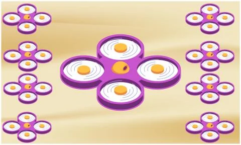 Digital textile design of various spinner on abstract background Stock Illustration