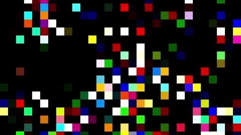 Digital texture of scattered multicolored square pixels randomly distribute.. Vídeo Stock 331162608
