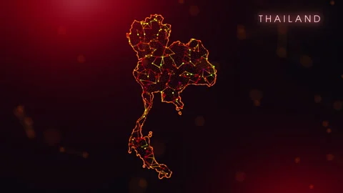 Digital Thailand Map Motion Reveal With Abstract Red And Orange Plexus Netw.. Stock Footage 332065166