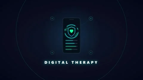 Digital therapy app interface with heart shield mobile health and wellness .. Stock Footage 344852114