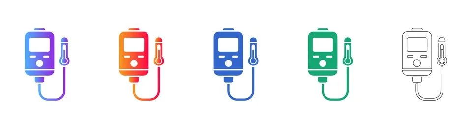 Digital Thermometer Device Icon Set Stockillustratie