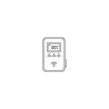 Digital thermometer device temperature controller outline icon 库存插图