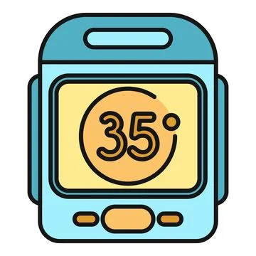 Digital thermometer displaying 35 degrees celsius temperature Stock Illustration