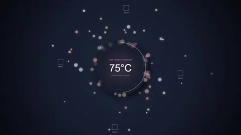 Digital Thermometer Displaying 75 Degrees Celsius with Futuristic UI Elements Stock Footage 348420914