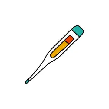 Digital thermometer doodle icon, vector illustration Stock Illustration