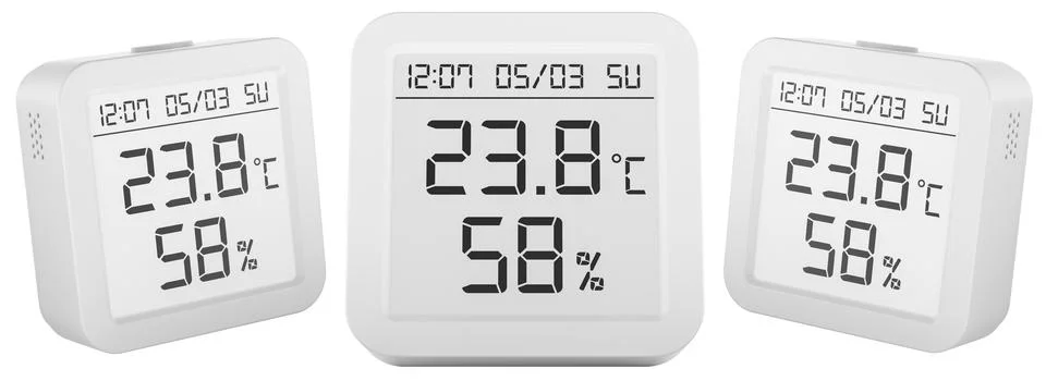 Digital thermometer hygrometer with LCD display. 3D rendering Stock Illustration