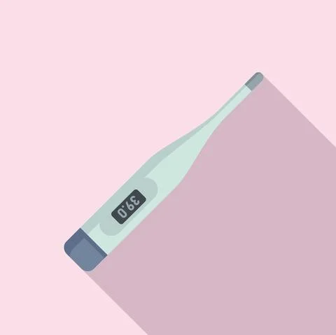 Digital thermometer icon flat vector. Medical fever Stock Illustration