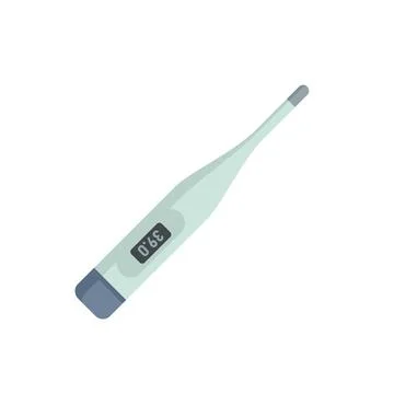 Digital thermometer icon flat vector. Medical fever Stock Illustration