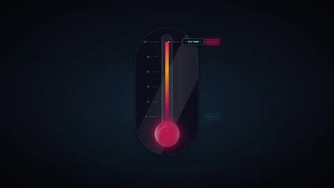 Digital thermometer interface rising to critical temperature level motion gau Stock Footage 337554070