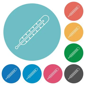 Digital thermometer outline flat round icons Stock Illustration