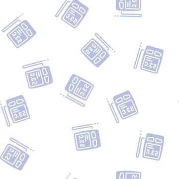 Digital thermometer with sensor glyph vector seamless pattern Stock Illustration