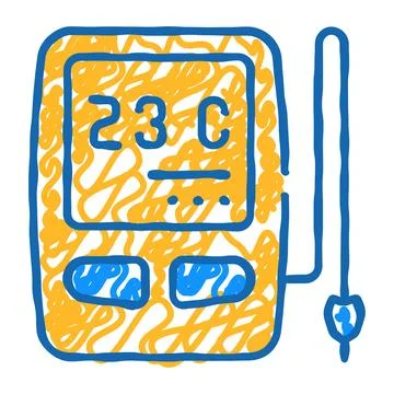 Digital thermometer with sensor icon doodle illustration Illustrazione stock