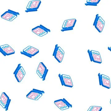 Digital thermometer with sensor isometric icon seamless pattern Stock Illustration