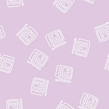 Digital thermometer with sensor line vector seamless pattern Stock Illustration