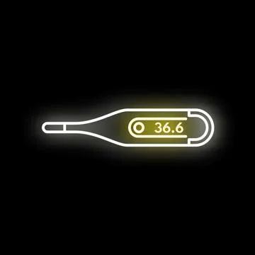 Digital thermometer showing normal body temperature neon glow Stock Illustration