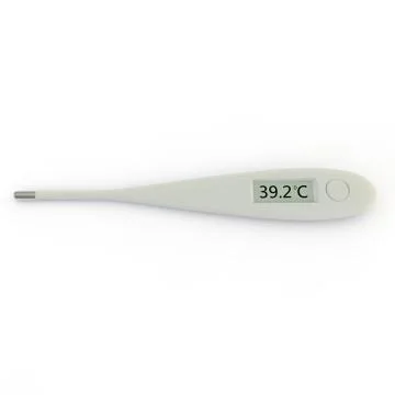 Digital thermometer shows a temperature of 39.2 degrees Celsius Stock Illustration