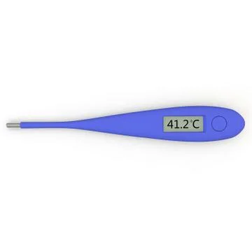 Digital thermometer shows a temperature of 41.2 degrees Celsius Stock Illustration