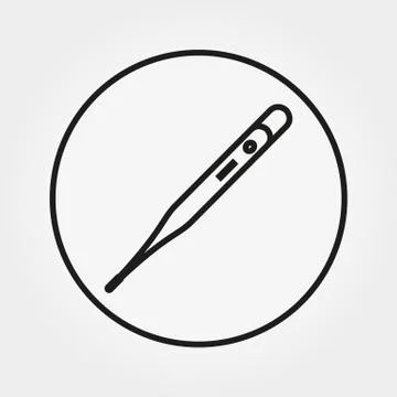 Digital Thermometer. Universal Icon. Vector. Editable Thin line. Stock Illustration