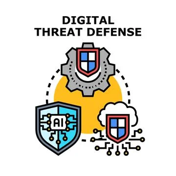 Digital threat defense using artificial intelligence and cloud computing Stock Illustration