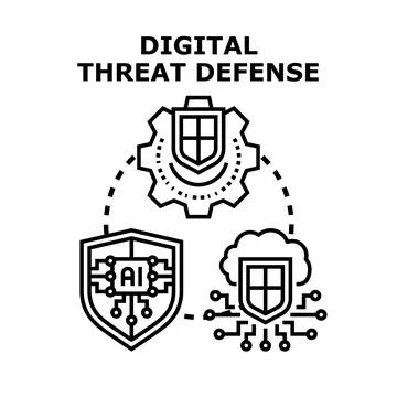 Digital threat defense using artificial intelligence and cloud computing Stock Illustration
