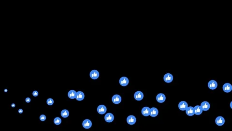 Digital Thumbs Up Icons Floating on Black Background Social Media Concept Video stock 341917824