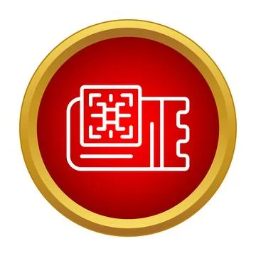 Digital ticket showing qr code inside red circle Stock Illustration
