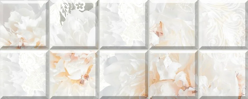 Digital tiles design. 3D render Colorful ceramic wall tiles decoration. Abstr Stock Illustration