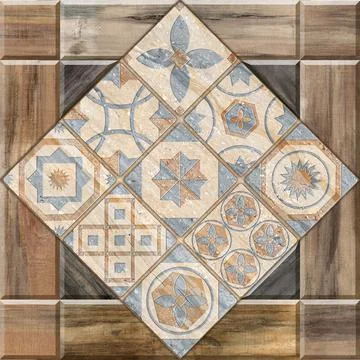 Digital tiles design. Abstract damask patchwork pattern Vintage tiles design Stock Illustration